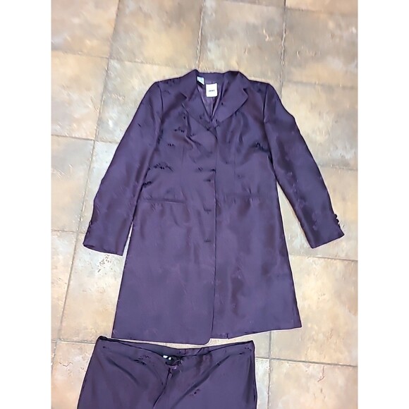 Vintage Y2K Womens 12  Silk Floral Over Coat Jacket & Pants  Suit Purple Fairy - Picture 4 of 16